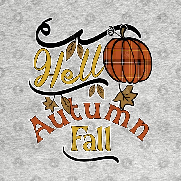 Hello Autumn Fall, Plaid Pumpkin, Thanks Giving by Redmanrooster